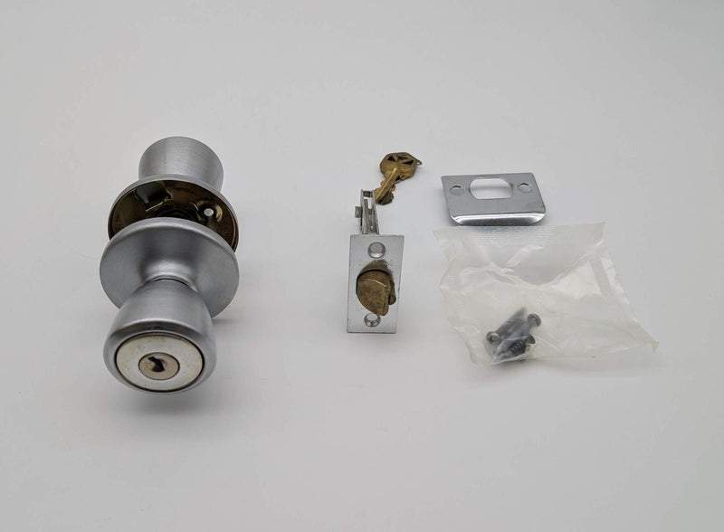 Kwikset Entry Door Knob Lock Satin Chrome Bel Air 2-3/4" Backset 400BDL