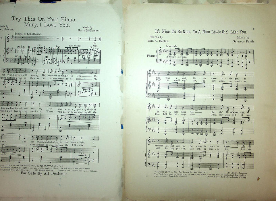 1911 It's Nice To Be Nice To A Nice Little Girl Like You Sheet Music Lge S Furth 2