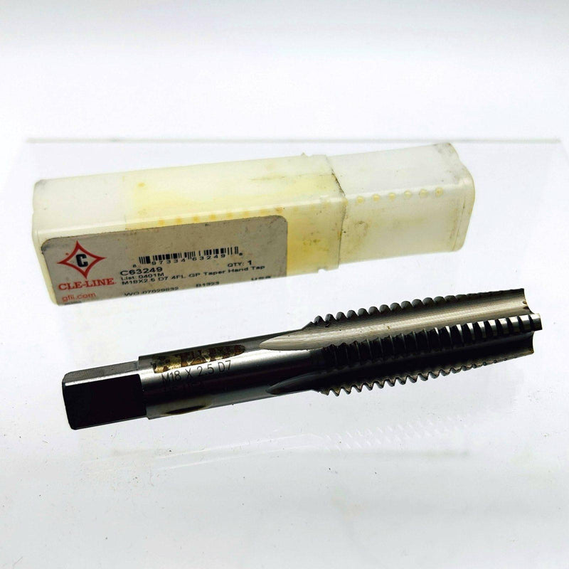 Cle-Line C63249 Taper Hand Tap 0401M M18x2.5 D7 4 Flutes General Purpose HSS
