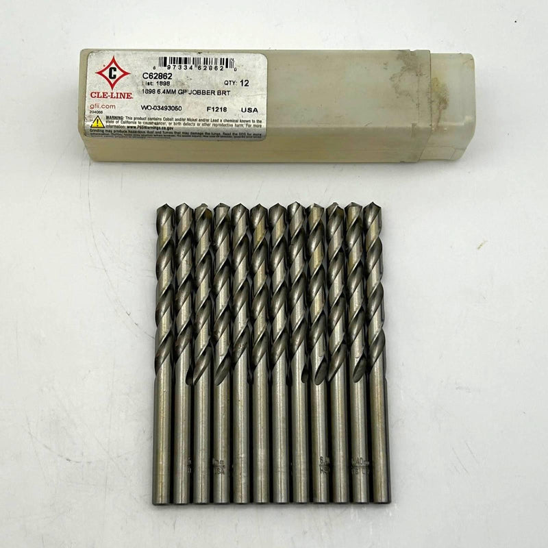 Cle-Line C62862 Jobber Length Drill Bit 1989 6.4mm HSS Bright Pack of 12