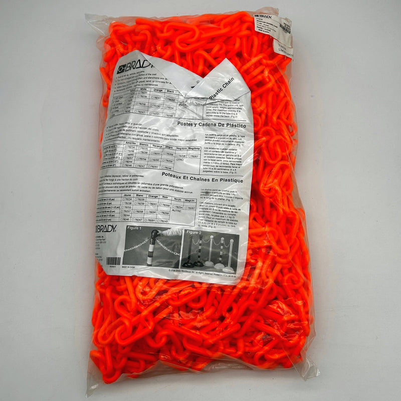 Brady Y70238 Bradylink Warning Chain Plastic Safety Orange 100ft Polyethylene 2"