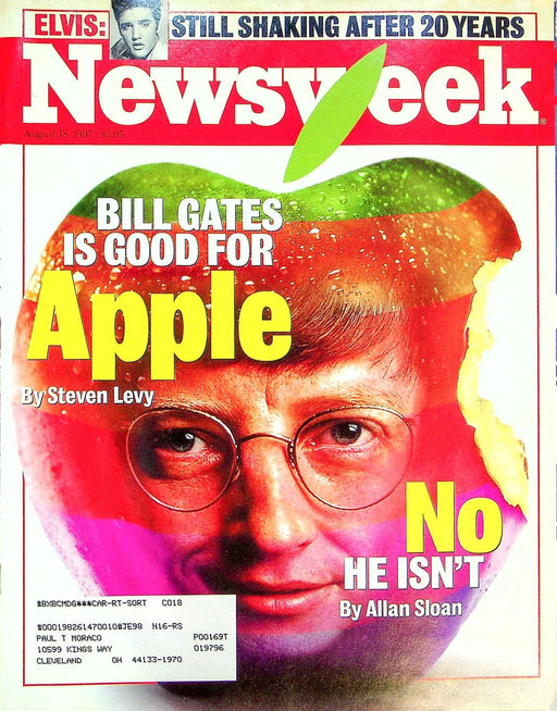 Newsweek Magazine August 18 1997 Bill Gates Microsoft Courts Apple Steve Jobs 1