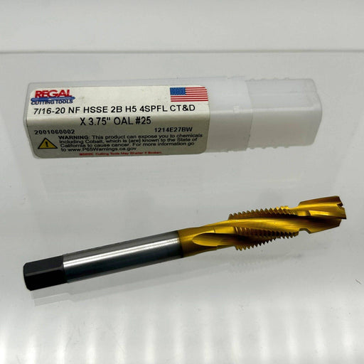 Regal Cutting Tools 7/16-20 NF Drill Tap HSS 2B H5 4SPFL CT&D 3.75OAL 1214E27BW 1