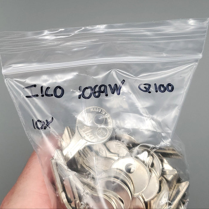10x Ilco 1069W Key Blanks for National Cabinet Lock D8785 Nickel Plated NOS 3