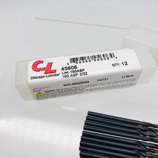 Chicago Latrobe 45606 Drill Bit 3/32 Jobber Length HSS 150ASP Black Oxide 12pk 2