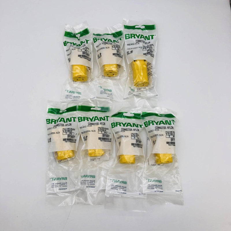 Bryant BRY5969Y Nylon Connector 15A 125V NFMA 5-15R 2 Pole 3 Wire Grounding 7pk 9