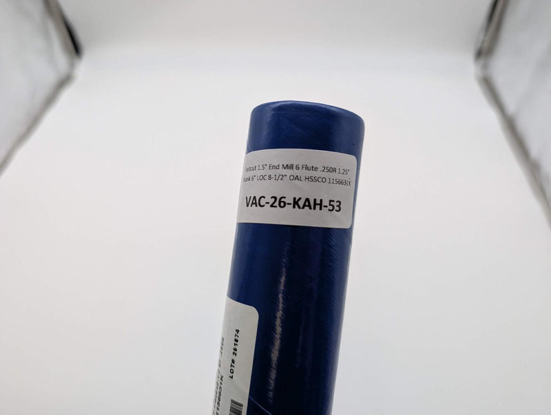 Fastcut 1.5" End Mill 6 Flute .250R 1.25" Shank 6" LOC 8-1/2" OAL HSSCO 1156631K 7