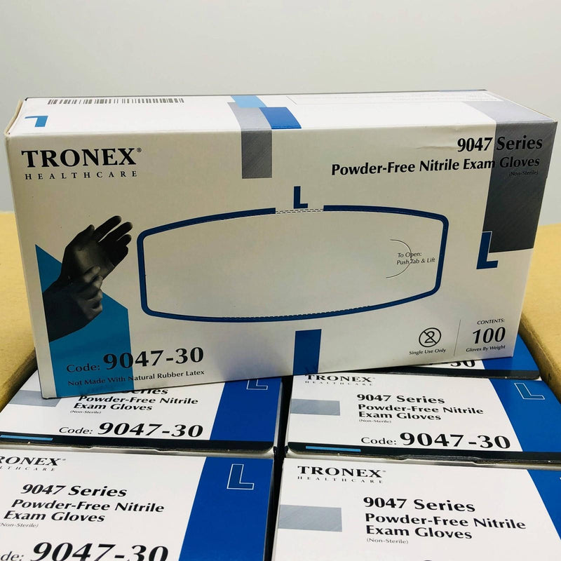 Tronex 9047-30 Disposable Gloves Nitrile Large Black Powder Free Case of 1000 1