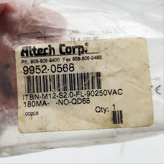 Altech 9952-0568 Proximity Sensor Switch Inductive M12 90-250VAC 180mA 5