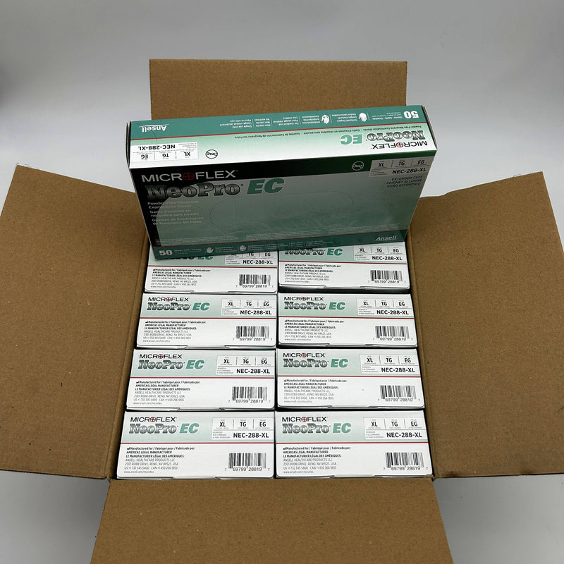 Microflex NEC-288 Disposable Gloves Extra Large Extended Cuff Neoprene 500/Case