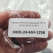 Numatics 92178-2AC Solenoid Valve 14.5 to 120 PSI 110-120 .05 AMPS 7