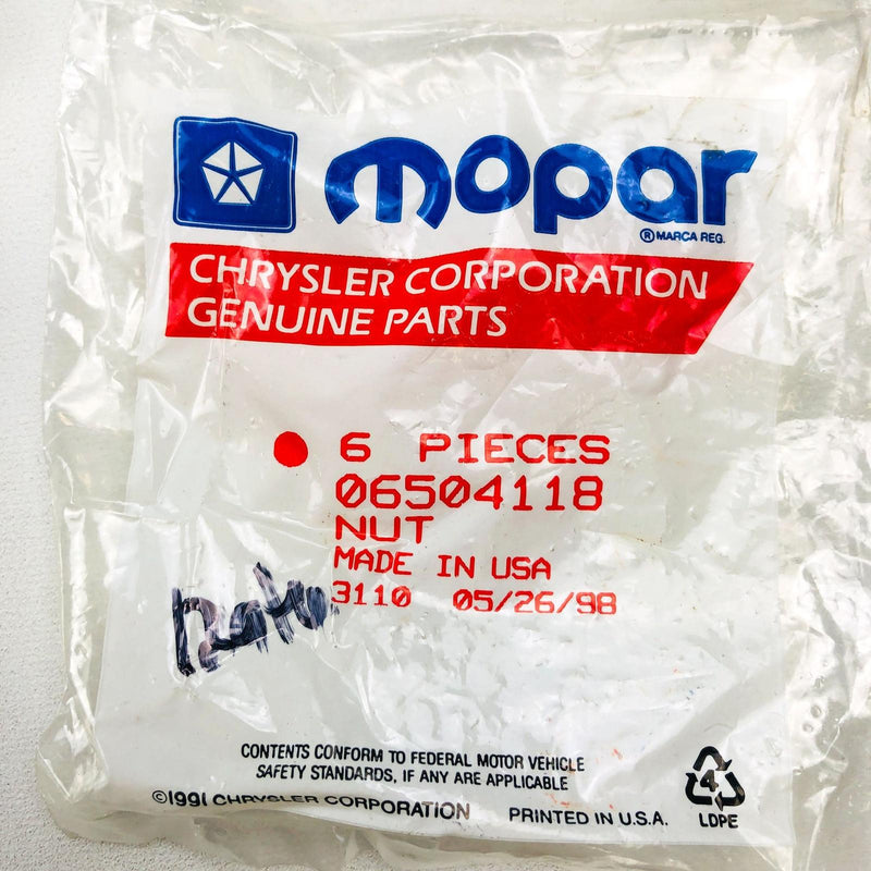 Mopar 6504118 U Nut M6x1 for Seat Belts Panels Wheelhouse OEM NOS 1997-99 XJ 2
