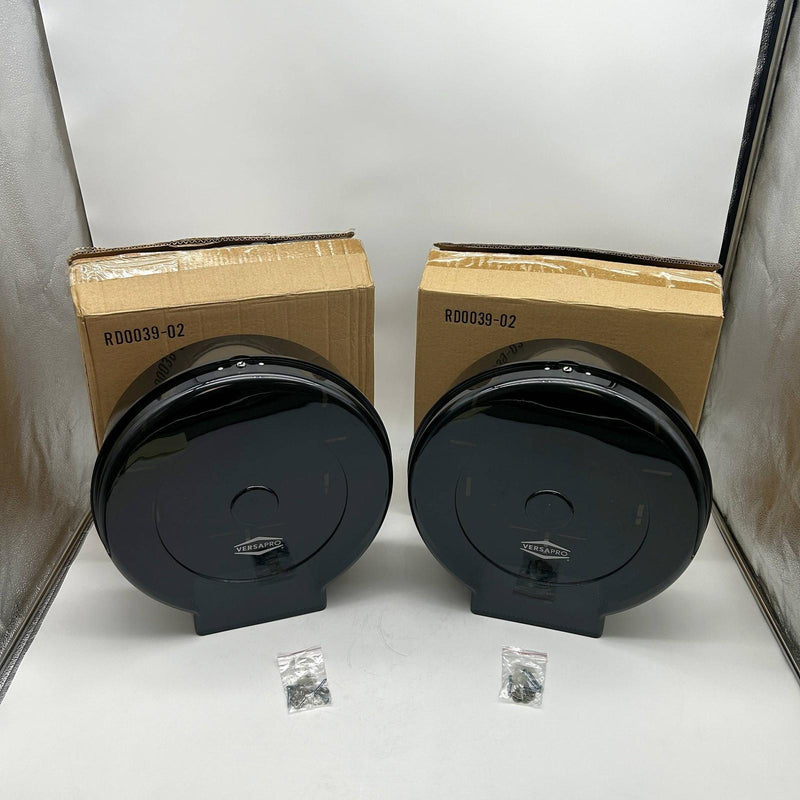 VersaPro D52002 Toilet Paper Dispenser 12in Jumbo Roll Tissue Smoke Black 2pk 9
