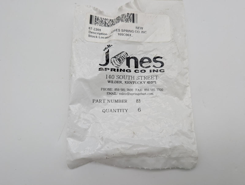 W.B. Jones Spring Co #88 Extension Springs 0.437" OD 2.750" OAL Pack of 6