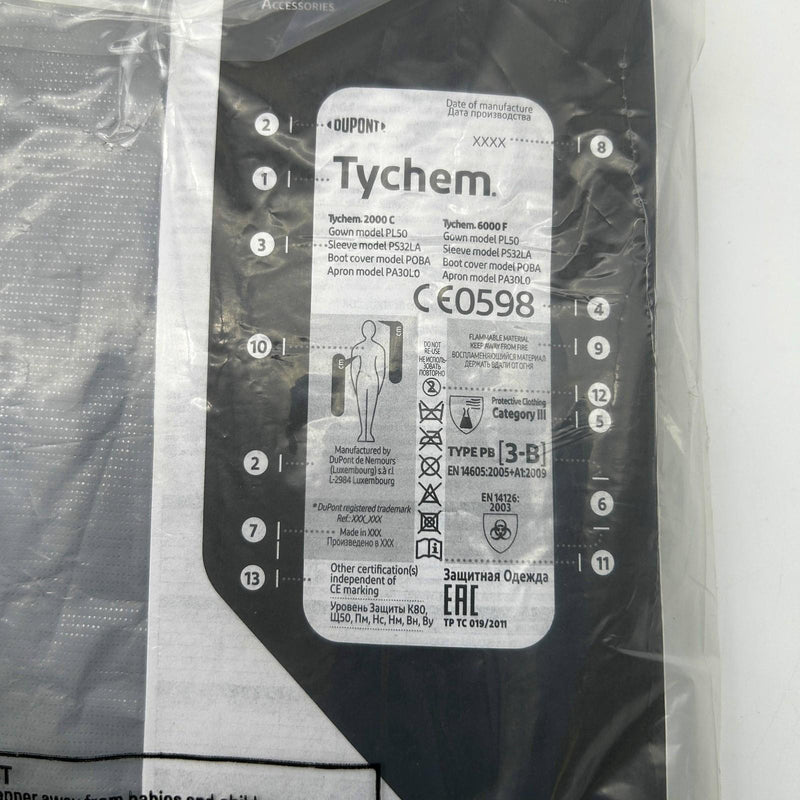 Dupont Tychem 6000 F Gown Size Medium PL50 Cat III Gray TFPL50TGYMD002500 1ct 3