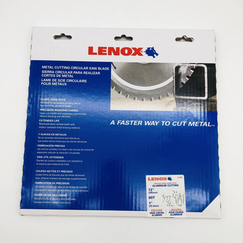 Lenox 21889 Circular Saw Blade 12" w/ 1" Arbor 80T Carbide Tip Aluminum Cutting 10