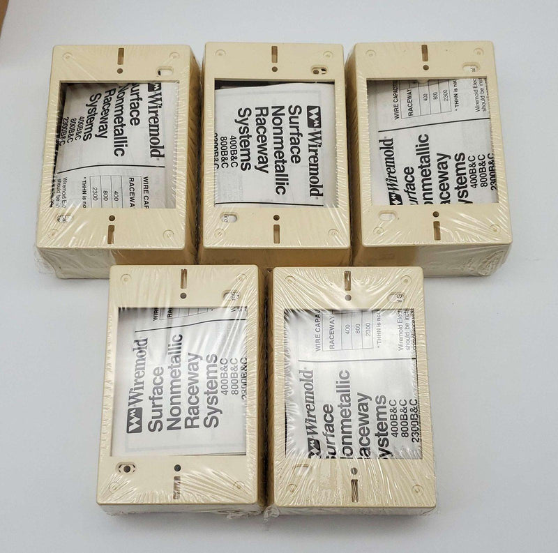 5x Legrand 2348 Nonmetallic Device Boxes Ivory Single Gang 4.75"L x 3"W x 1.75"D 1
