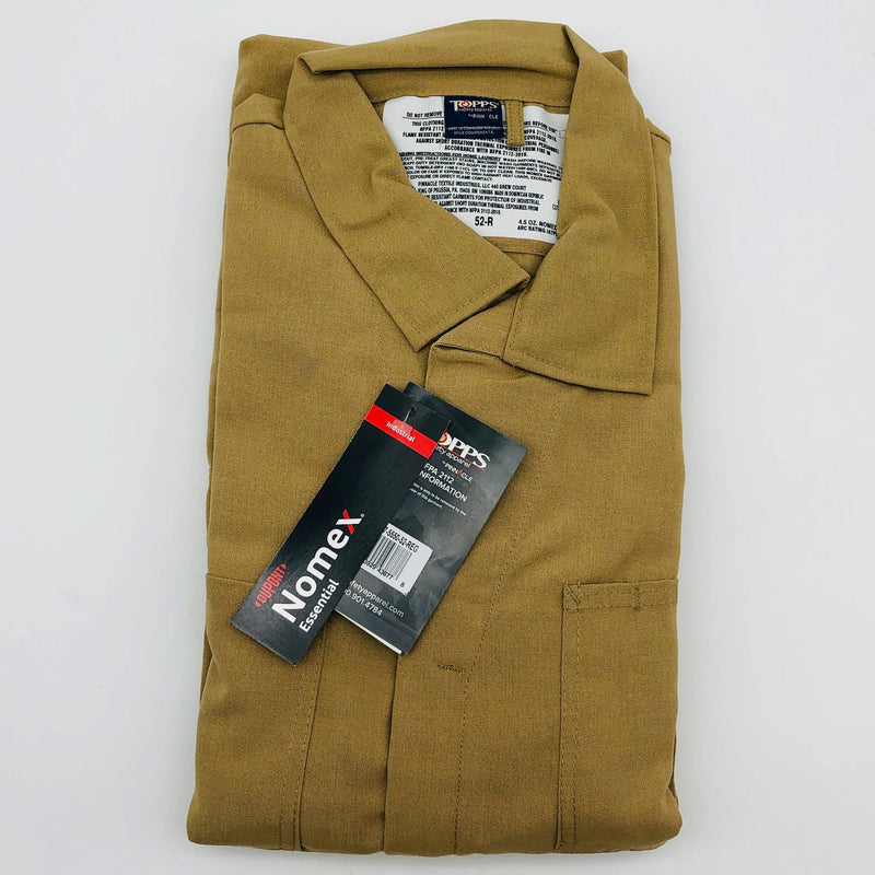 Topps CO075550 Coveralls Flame Resistant 52-Regular Nomex IIIA 4.5oz Tan NWT 1