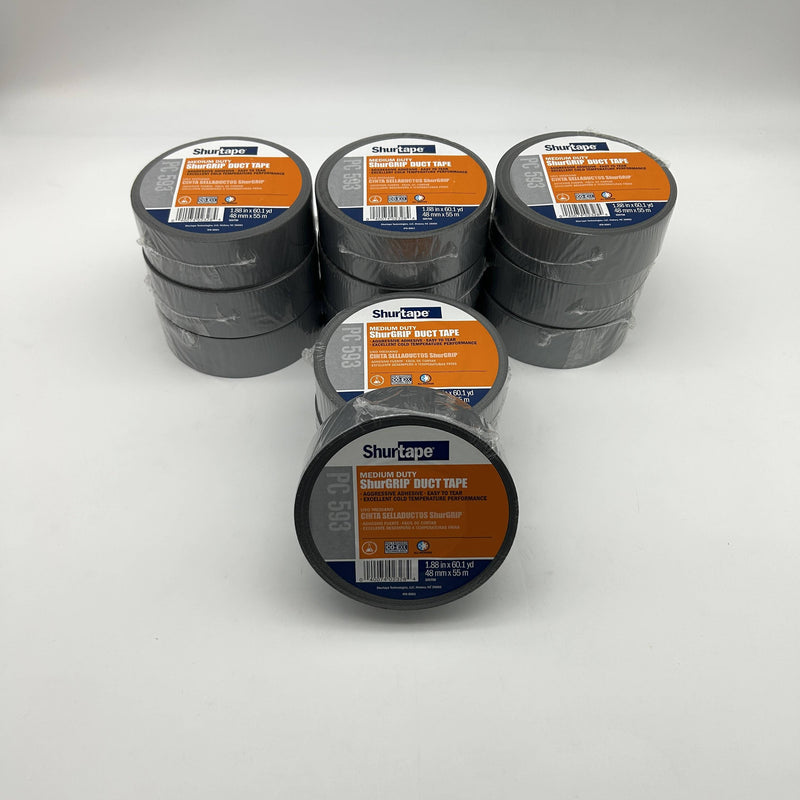 Shurtape PC593 Duct Tape Silver 48MM X 55m 8 Mil General Purpose 152303 12 Rolls