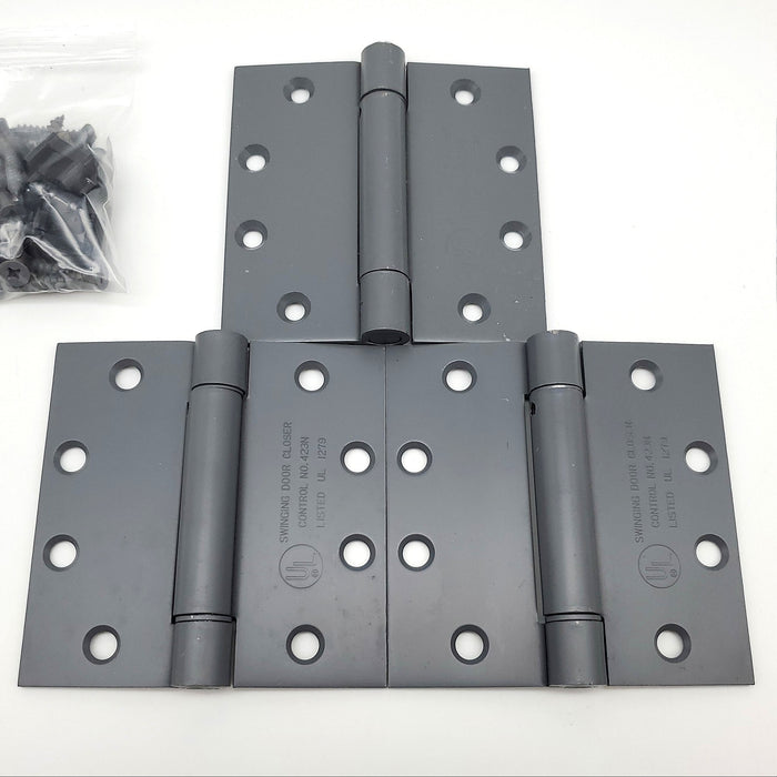 3x S Parker UL1279 Spring Hinges 4.5" x 4.5" Gray Primed Steel USA Made 1