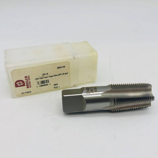 Drillco 290A148 Pipe Tap 2900 3/4-14 Taper Pipe NPT HSS Bright Finish 1