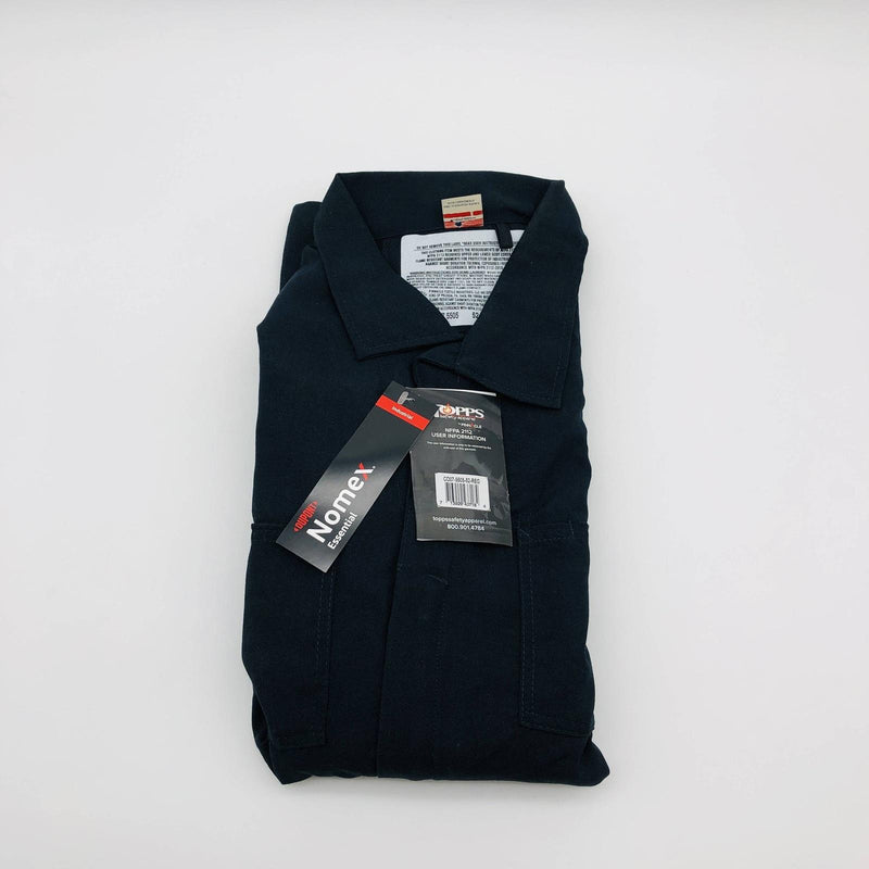 Topps CO07-5505 Flame Resistant Coveralls 52R Nomex 4.5oz Unlined Navy Blue NWT 6