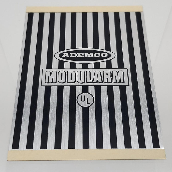 Ademco Modularm Nameplate 3-3/4"L x 2-3/4"W Brushed Chrome Pinstripe Design 2