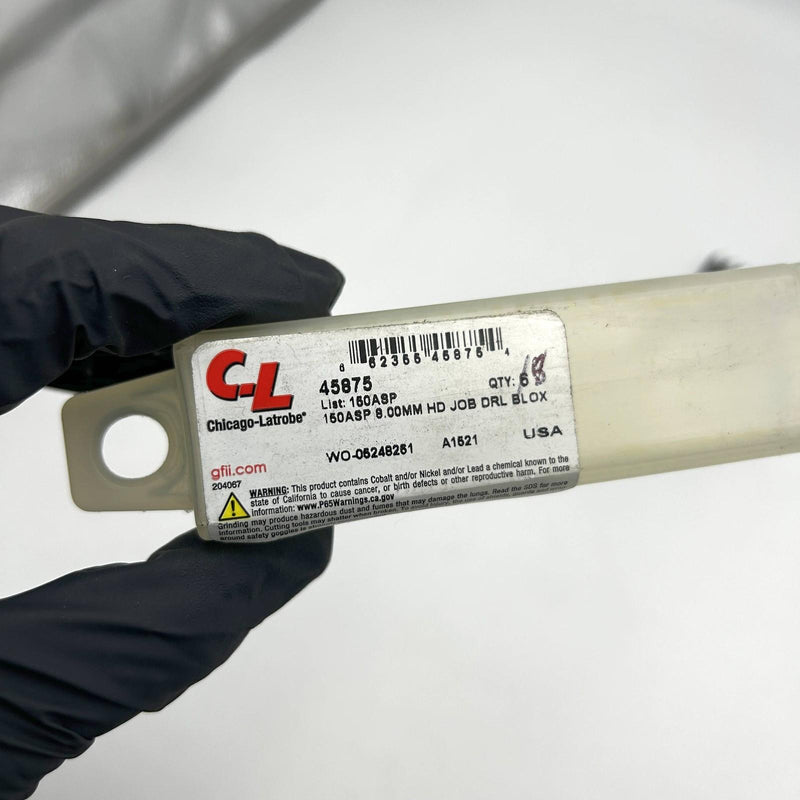 8pk Chicago-Latrobe 45875 Jobber Drill Bit Heavy Duty Black Oxide 150ASP 8.00mm