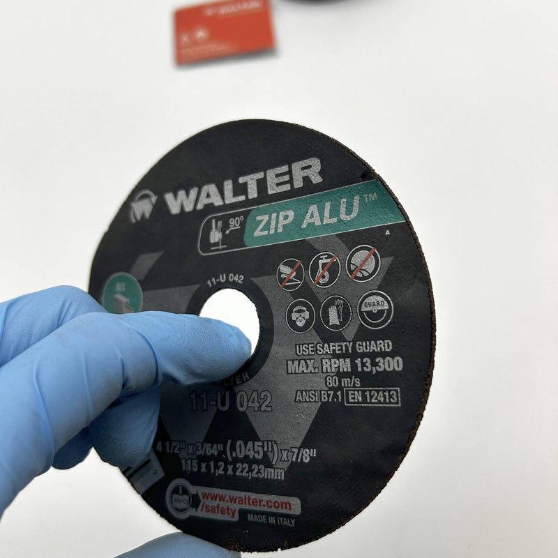 Walter 11U042 Cut Off Zip Wheel 4-1/2 x 3/64 x 7/8 Type 1 AO 60 Grit 25pk 9