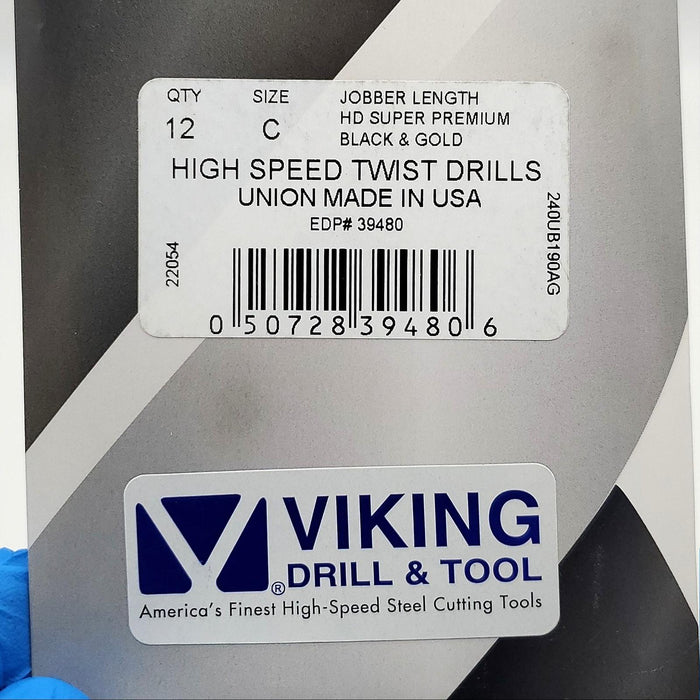 12x Viking Letter C Drill Bits 39480 135 Deg Split Point HSS Jobber Length 4" 5