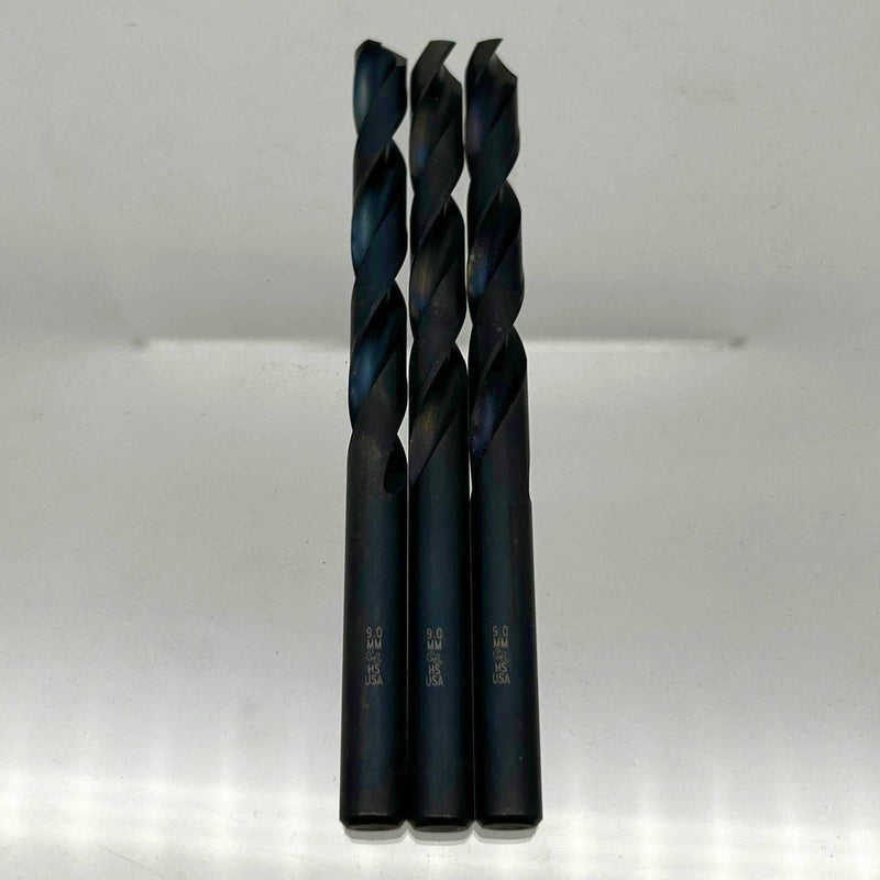 3pk Chicago-Latrobe 45885 Jobber Drill Bit Heavy Duty Black Oxide 150ASP 9.00mm