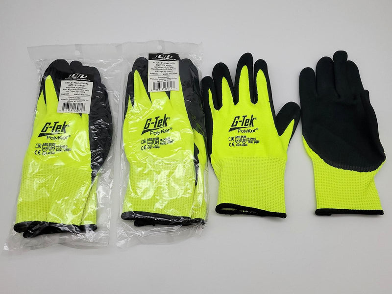 G-Tek 16-340LG PolyKor Gloves XL A3 Cut Resistant Nitrile Dipped Yellow 3 Pair 1