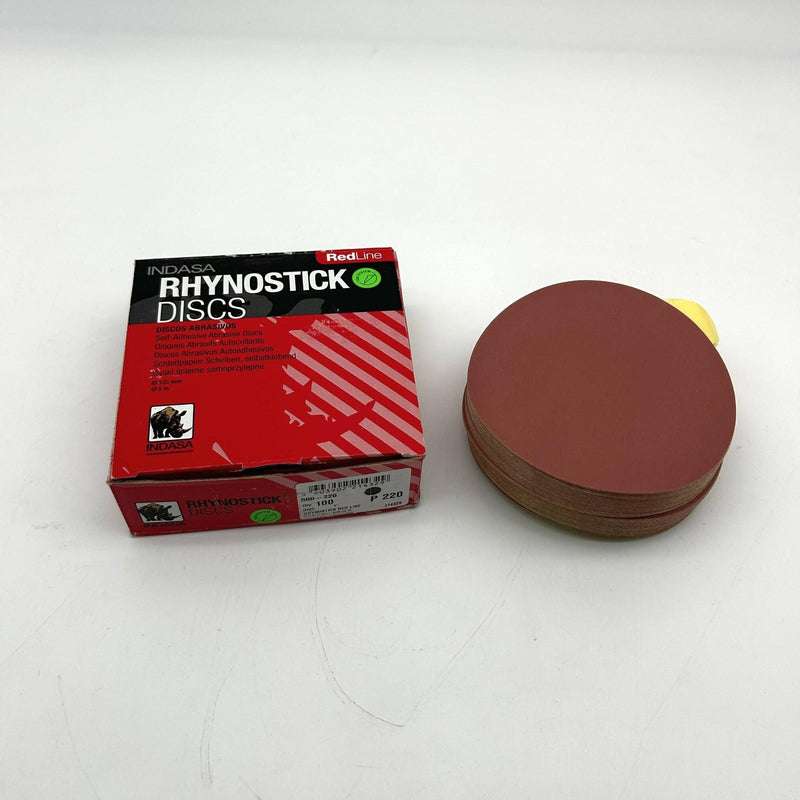 Indasa Rhynostick 500-220 Disc Self Adhesive PSA Solid 5in Redline P220 100/Box 9