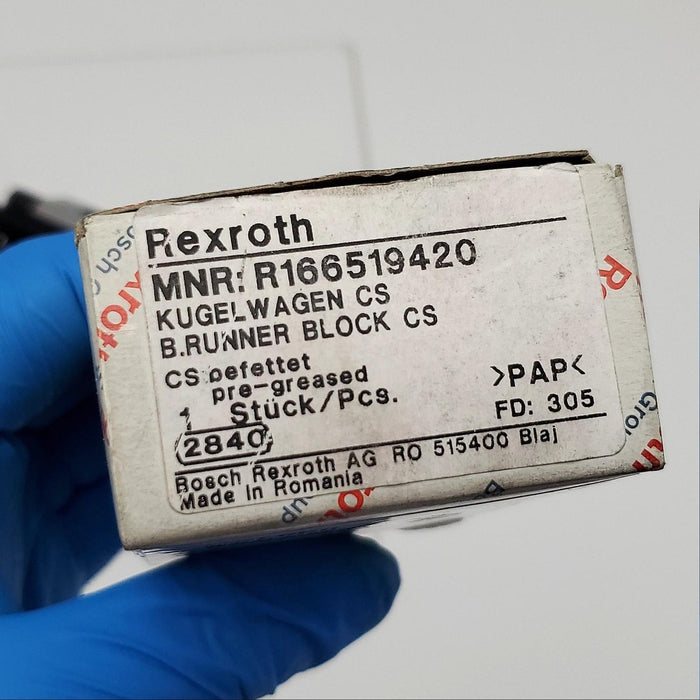 Rexroth R166519420 Ball Runner Block FKS Size 15 w/o Ball Chain Pre-Greased 10