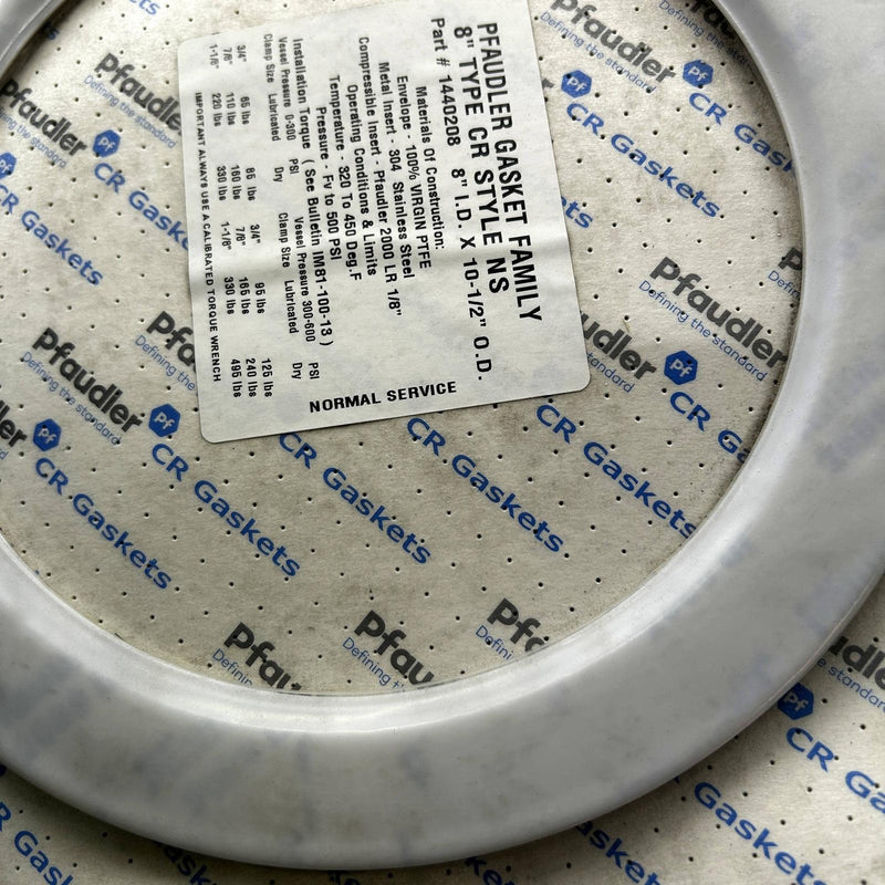 Pfaudler 1440208 Gasket Family 8" Type CR Style NS PTFE 8in ID X 10-1/2in OD