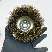 Robtec 0110058350 Cup Brush 4" Diameter .020" Brass Wire Dia Crimped 5/8-11 AH 5