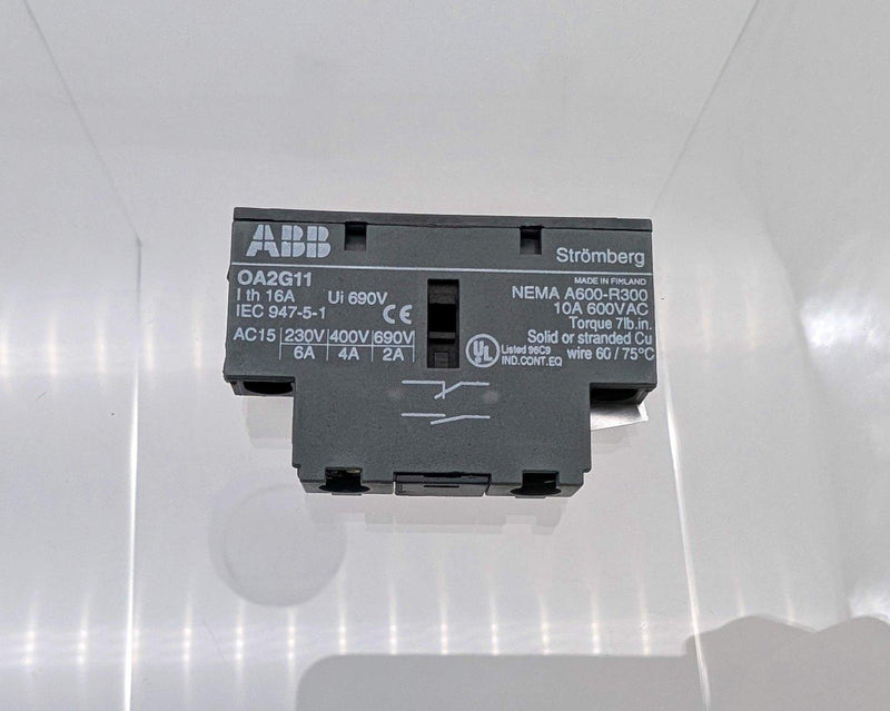 ABB 0A2G11 Auxialiary Contact 16A 600VAC 1NO / 1NC Snap On 1