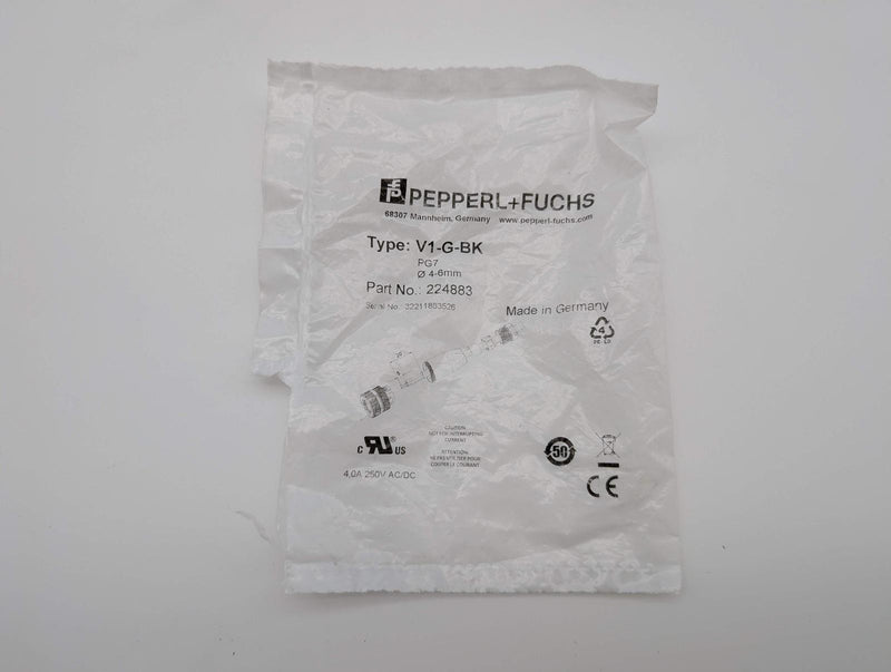 Pepperl+Fuchs 224883 M12 4 Pin Female Connector for 4-6mm Diameter Cable V1-G-BK 4