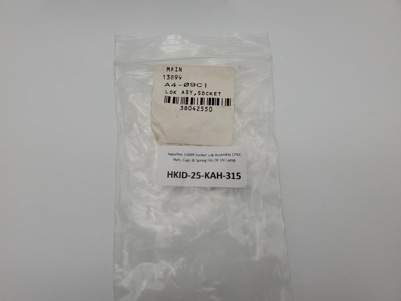 Aquafine 13899 Socket Lok Assembly CPVC Nuts, Caps & Spring Fits DE UV Lamp 7