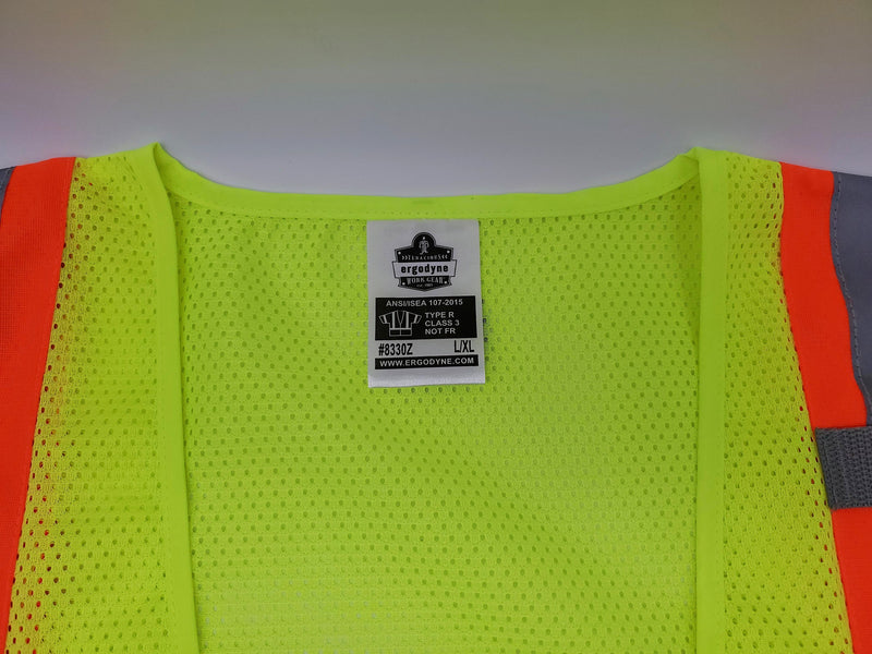 Ergodyne Reflective Safety Vest Sleeved Zipper Lime L/XL Interior Pocket 8330Z 4