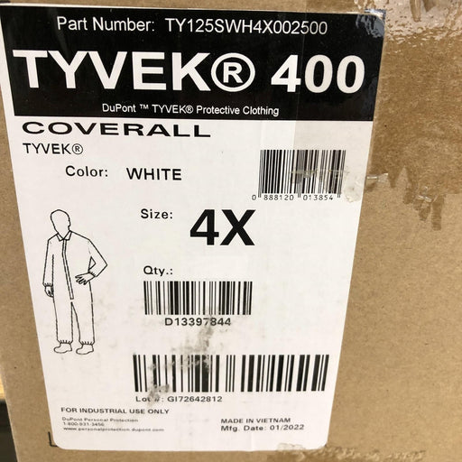 Dupont Tyvek 400 Chemical-Resistant Coverall 4XL White TY125SWH4X002500 5pk 2