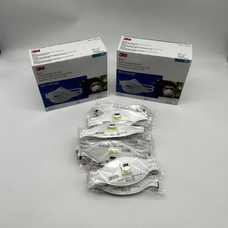 3M 9211+ 37193 Particulate Respirator Exhalation Valve N95 Mask Lot of 20