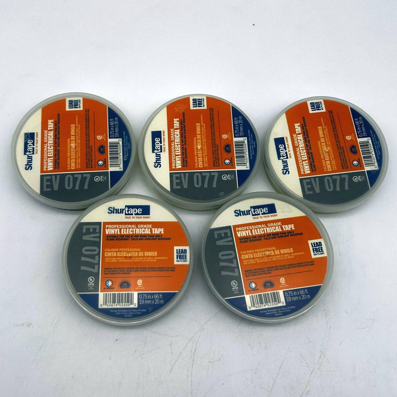 Shurtape 104817 Vinyl Electrical Tape EV 077 .75in x 66ft 7.0 Mil Gray 5 Rolls