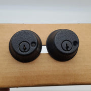 Falcon Deadbolt Double Cylinder Etched Black 2-3/8" Backset 930 Bore In USA Made 1