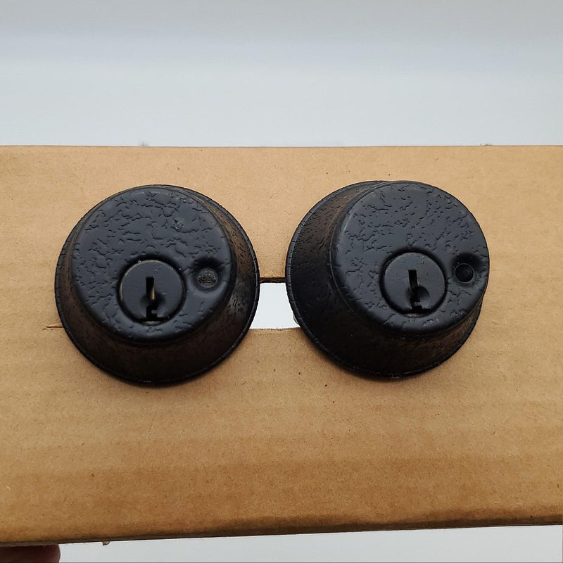 Falcon Deadbolt Double Cylinder Etched Black 2-3/8" Backset 930 Bore In USA Made 1