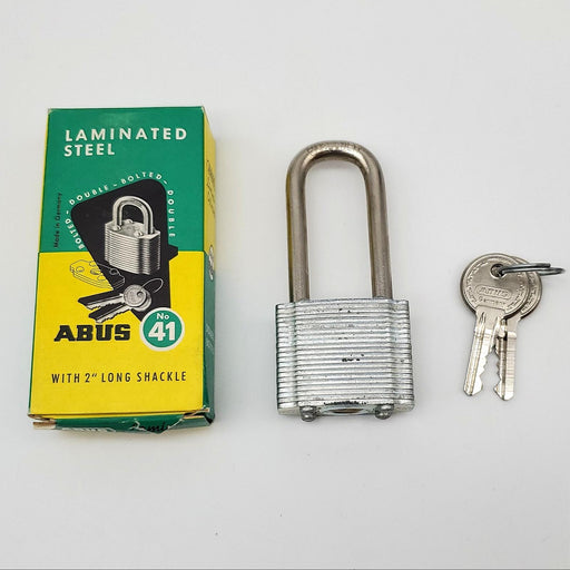 Abus No 41 HB Padlock 2"L x 1/4"D Shackle 1.6"W Body Laminated Steel Keyed Diff 1