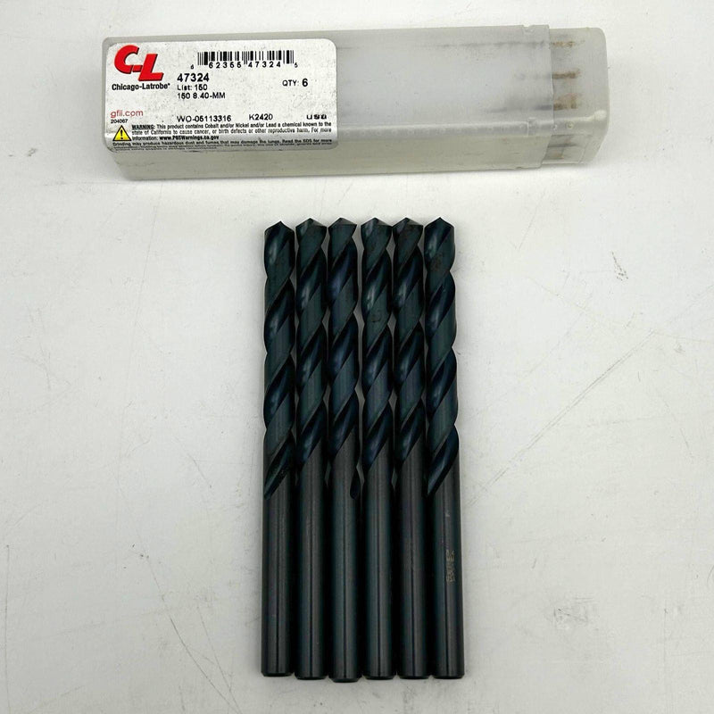 6pk Chicago-Latrobe 47324 Drill Bit 8.40mm List 150 HSS Black Oxide 2 Flutes 4XD 1