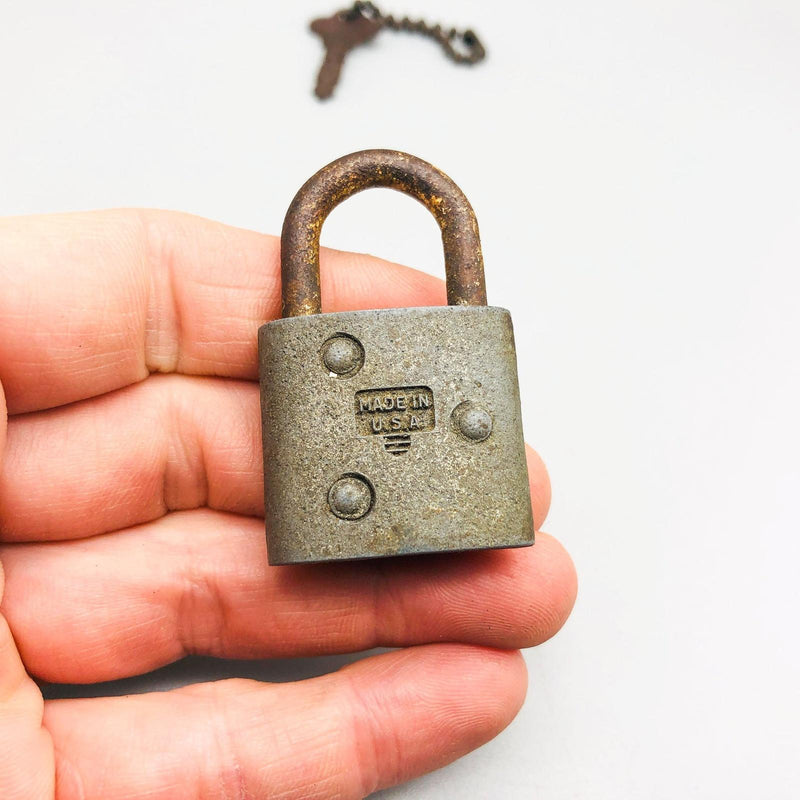 Vintage Slaymaker Padlock Lock and Key Rustless Steampunk Art Deco USA Made Work 5