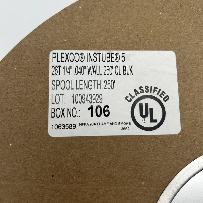 Plexco Instube 5 Pneumatic Tubing 26T 1/4" .040" Wall 250ft CL BLK PN 1063589 2
