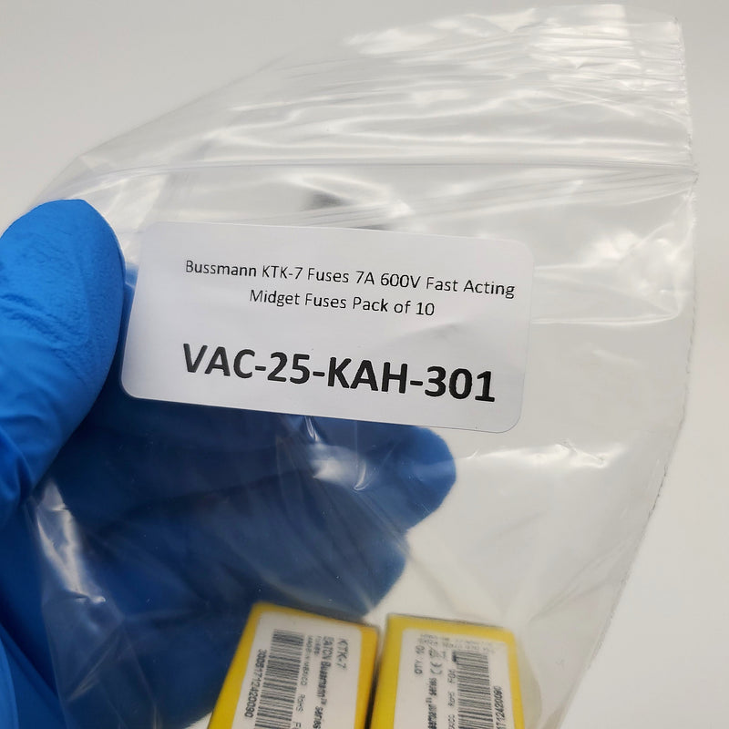 Bussmann KTK-7 Fuses 7A 600V Fast Acting Midget Fuses Pack of 10 4